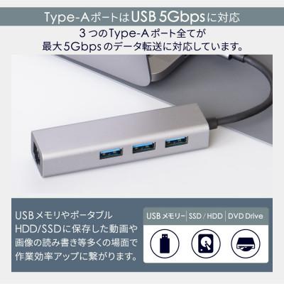 ふるさと納税 海老名市 USB 5Gbps対応 USB Type-A×3 USB Type-C 有線LANアダプタ |  | 02