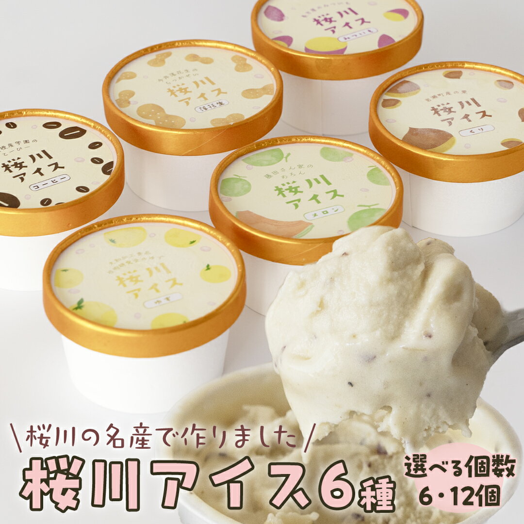 【ふるさと納税】【生産者支援】桜川アイス 6種 6個 or 12個セット 数量限定 食べ比べ 90ml×6種類 桜川市のこだわり素材を使用 アイス あいす デザート スイーツ 産地限定 おやつ カップ フレーバー メロン ゆず 蜜芋 コーヒー 栗 茨城県