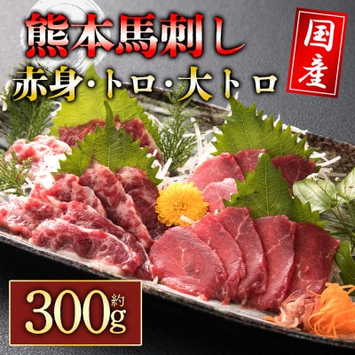 国内産　阿蘇肥育　馬刺し　3種　約300g【赤身・トロ・大トロ】(阿蘇市)【配送不可地域：離島】【1525641】