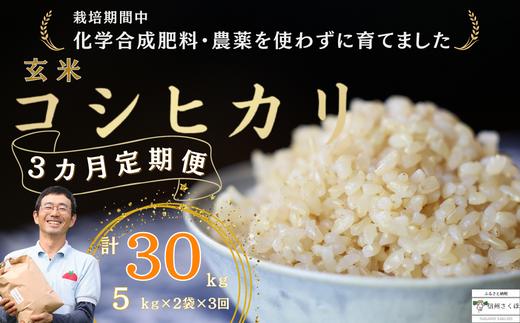 
定期便　玄米30キロ　炊きあがりのつやと香りが良く、うま味も強い　コシヒカリ　佐久穂とさや農園〔ST-B5-2-T3〕10キロ　３カ月　計30キロ
