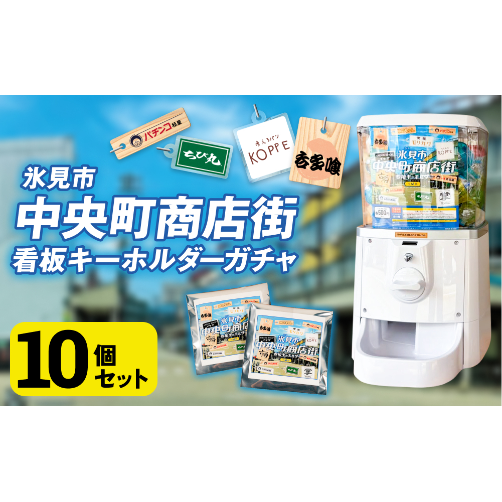 氷見市中央町商店街看板キーホルダーガチャ ［ 10個セット ］ キーホルダー ストラップ ガチャガチャ トレーディング 看板 富山県 氷見市 レトロ