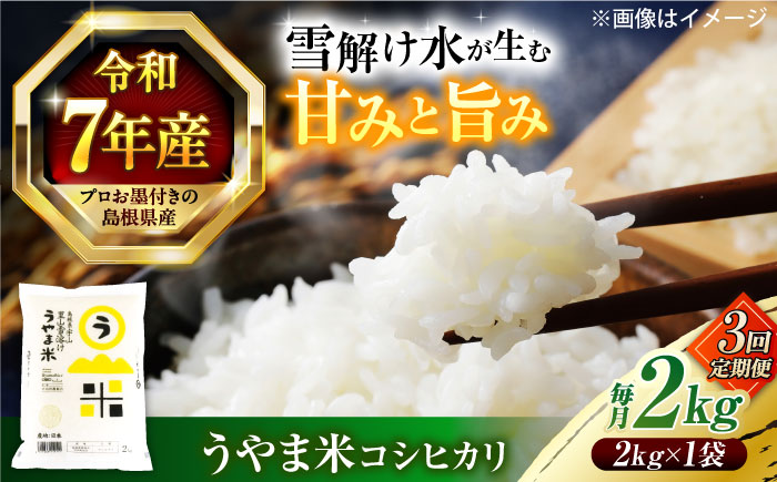 【3回定期便】島根県産「うやま米 コシヒカリ（雲南市吉田町）」2kg（2kg×1）島根県松江市/有限会社藤本米穀店 [ALCG059]