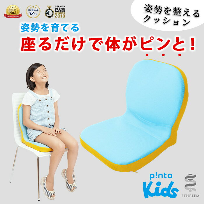 【ふるさと納税】＜3色から選べる＞姿勢を整えるクッションpinto kids(ライトブルー×イエロー、ライムグリーン×ネイビー、レッド×ネイビー) 正しい 姿勢 椅子 イス チェア 座椅子 座布団 フィット勉強 子ども 姿勢 お尻 腰 猫背 【m44-08】【ピーエーエス】