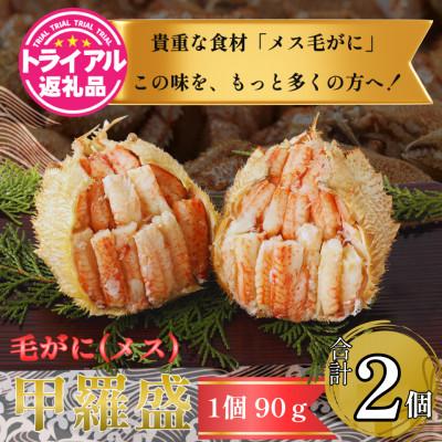 ふるさと納税 福井市 【トライアル返礼品】訳あり甲羅盛り 北陸産メス毛がに甲羅盛 90g前後×2個