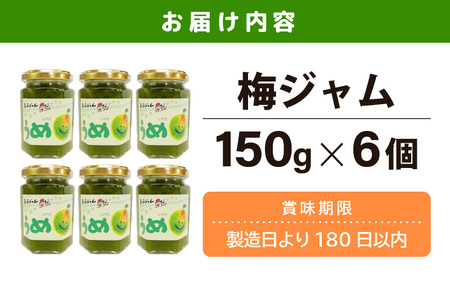 【福井県産】梅を使った 梅ジャム× 6個セット 着色料・保存料不使用！ [m03-a041]