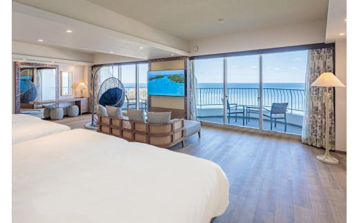 オーシャンタワー プレミアコーラルビュールーム 宿泊券 4名様利用 1泊(朝・夕付)沖縄かりゆしビーチリゾート・オーシャンスパ