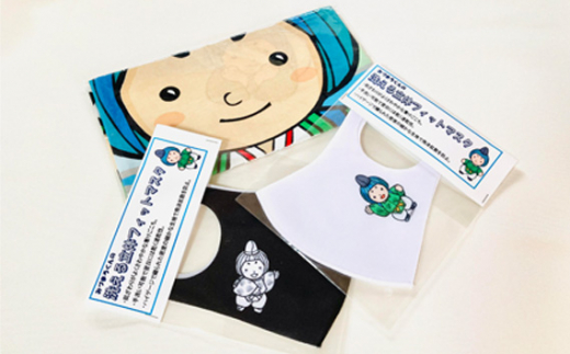 No.104 みづまろくん「手ぬぐい＋立体マスク黒白2枚」 ／ ご当地キャラクター ご当地 キャラ マスコットキャラクター マスコット ゆるキャラ キャラクターグッズ オリジナル 応援 地域応援 かわいい 可愛い 癒し 癒やし みづまろくん 大阪府