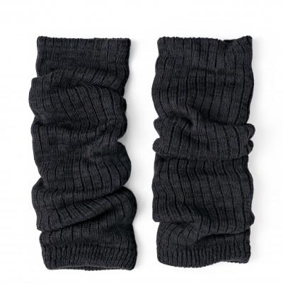 ふるさと納税 桐生市 【ezu】leg warmers　◆シルクとコットンのレッグウォーマー◆おしゃれ◆リブ編み　黒色