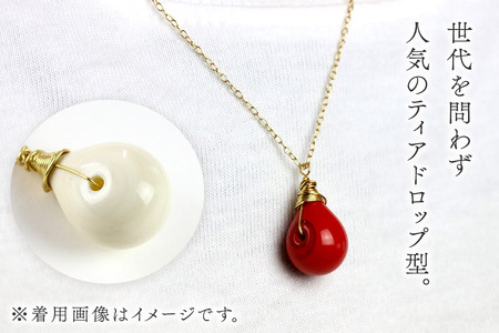 しずくネックレス 【ベージュ】ガラスジュエリー Glass Jewelry grain アクセサリー 秋田