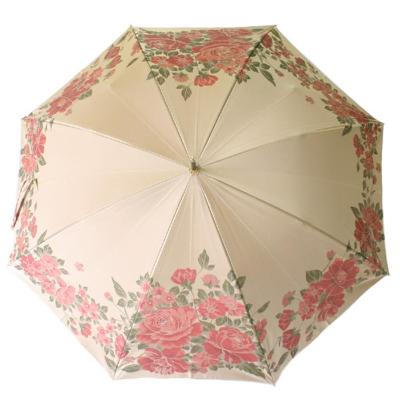 ふるさと納税 富士河口湖町 槙田商店【晴雨兼用】長傘 ”絵おり”  大バラ:ベージュ |  | 01