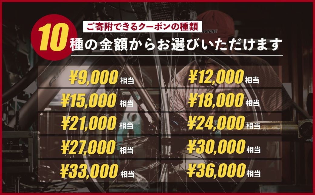 【配送エリア東京都のみ・商品限定・一般自転車対象】 選べる10券種 ブリヂストンサイクルの一般自転車で使えるクーポン