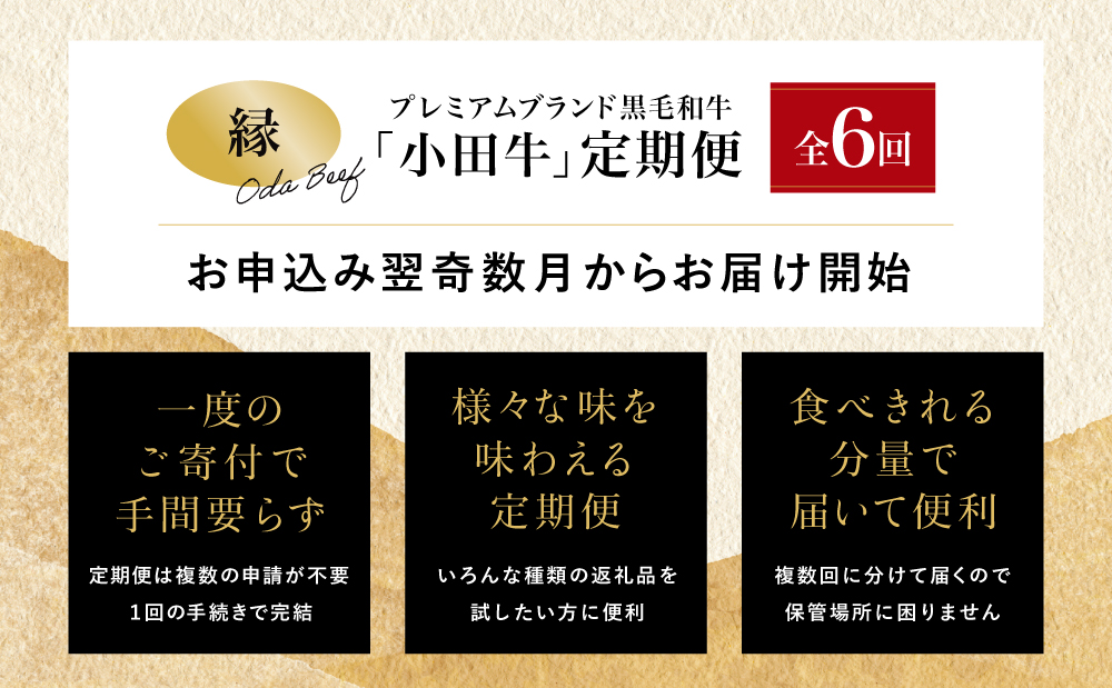 【全6回】プレミアムブランド「小田牛」定期便［～縁～］ 鹿児島県産 黒毛和牛 ステーキ すき焼き 焼肉 焼き肉 BBQ ハンバーグ 餃子 ぎょうざ 焼売 しゅうまい レトルト カレー パスタソース 牛