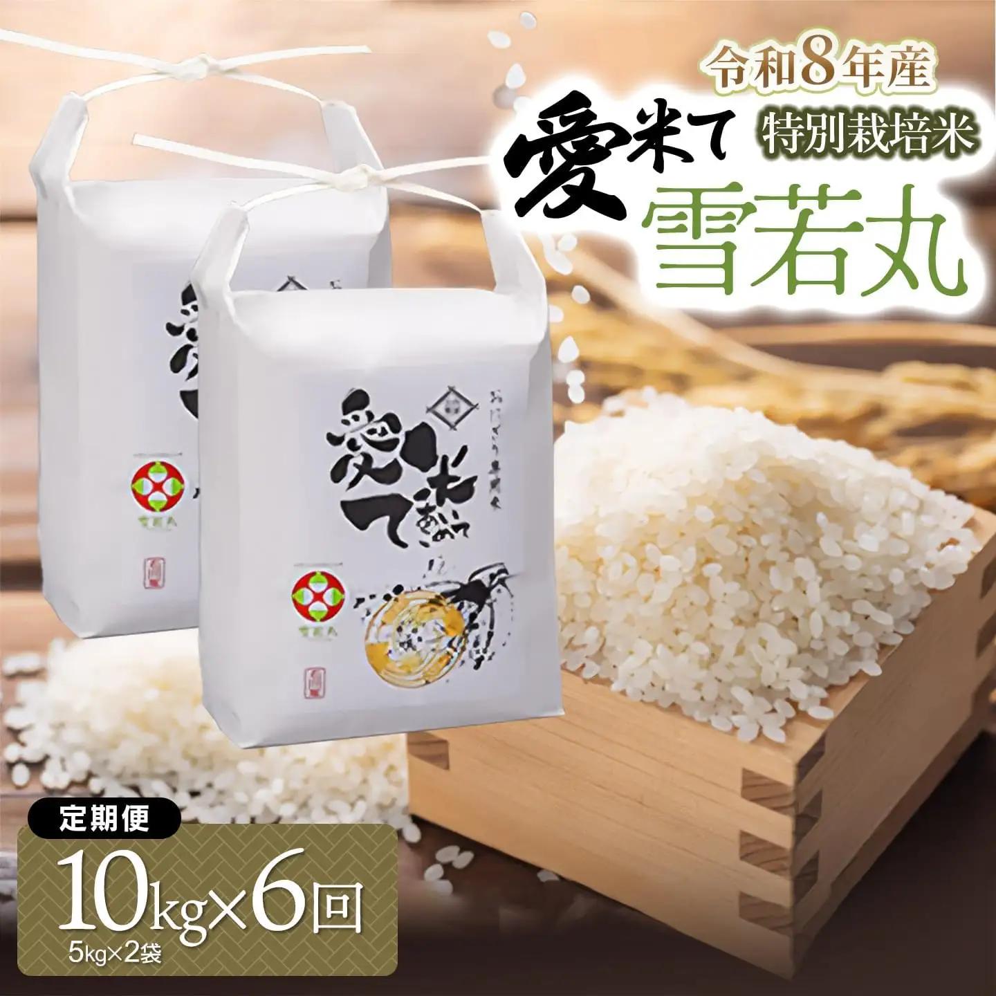 【令和8年産 新米】【6ヶ月定期便】特別栽培米 雪若丸　精米 10kg(5kg×2袋) × 6ヶ月　山形県鶴岡市産　愛米て　| 米 こめ コメ 10キロ ゆきわかまる ブランド米 庄内米 ごはん ご飯 美味しい 国産 おにぎり 農家直送 おすすめ 人気 お取り寄せ 返礼品
