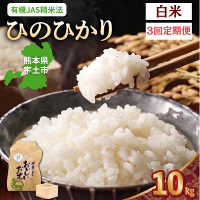 ふるさと納税 宇土市 【毎月定期便】熊本県宇土市　那須自然農園「ひのひかり」白米10kg全3回