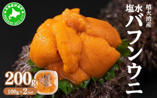 [5525-0662]北海道 噴火湾産 塩水 バフンウニ 100g 2パック 計200g ミョウバン不使用 厳選うに ウニ 雲丹 海鮮 海の幸 魚介類 ウニ丼 お寿司 濃厚 無添加 産地直送 お取り寄せ 山村水産 送料無料