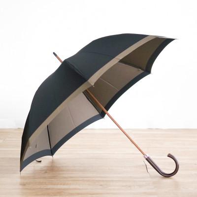 ふるさと納税 中央区 【数量限定】小宮商店の橘(たちばな)雨晴兼用長傘　65cm×8本骨　ブラック×ベージュ
