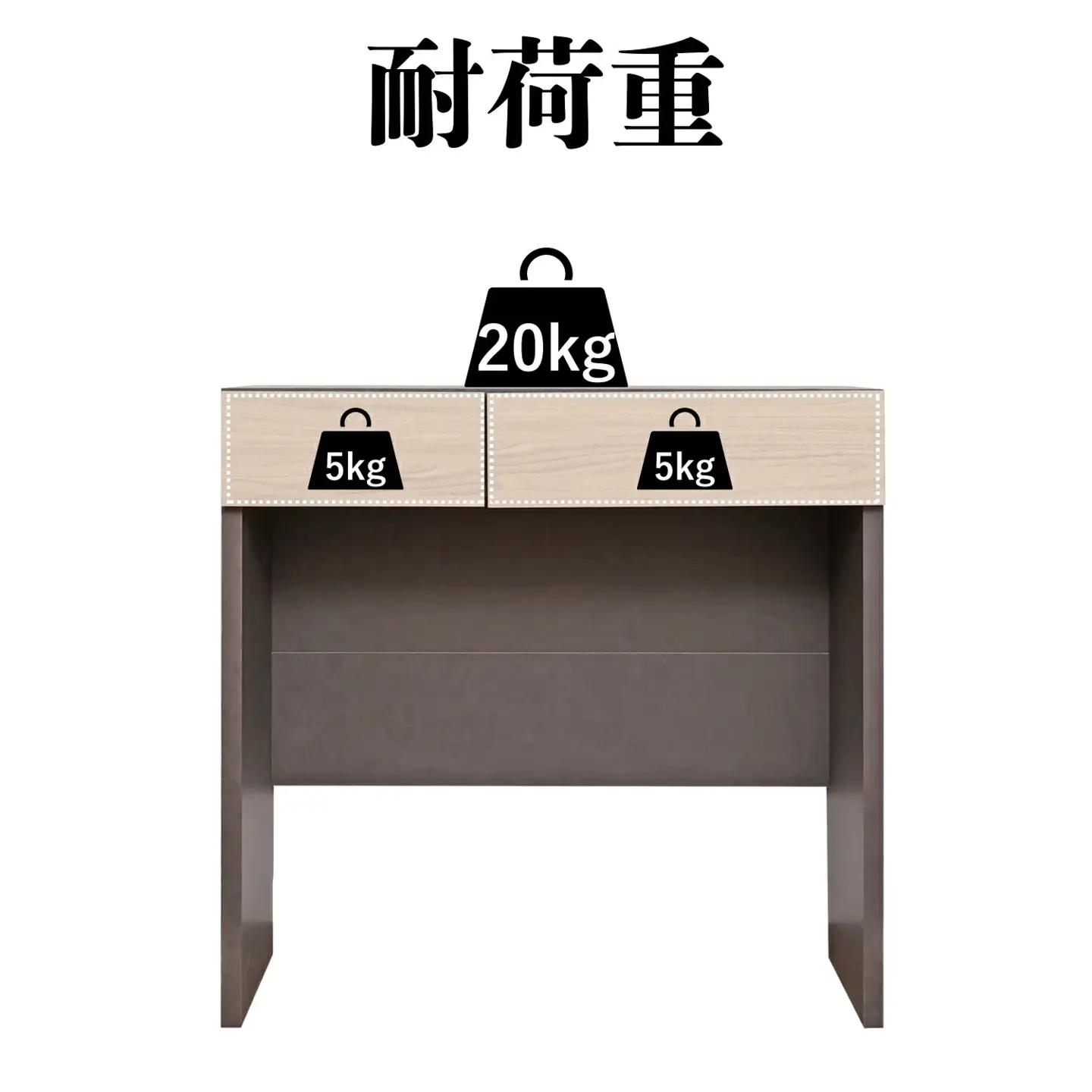 幅75cm ホテルライクな引出付きデスク ZE-750d グレージュ 収納 デスク 収納家具[E-18808_01]