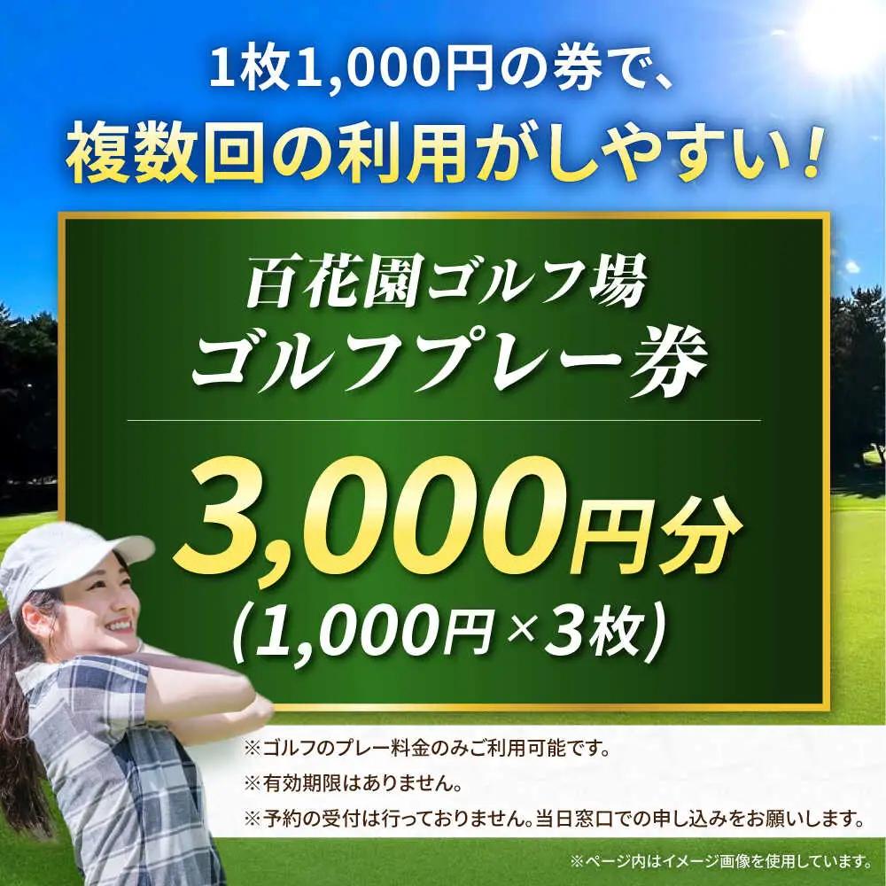 百花園ゴルフ場 ゴルフプレー利用券 3,000円分 ホール プレー チケット 熊本県 合志市[AYBL001]