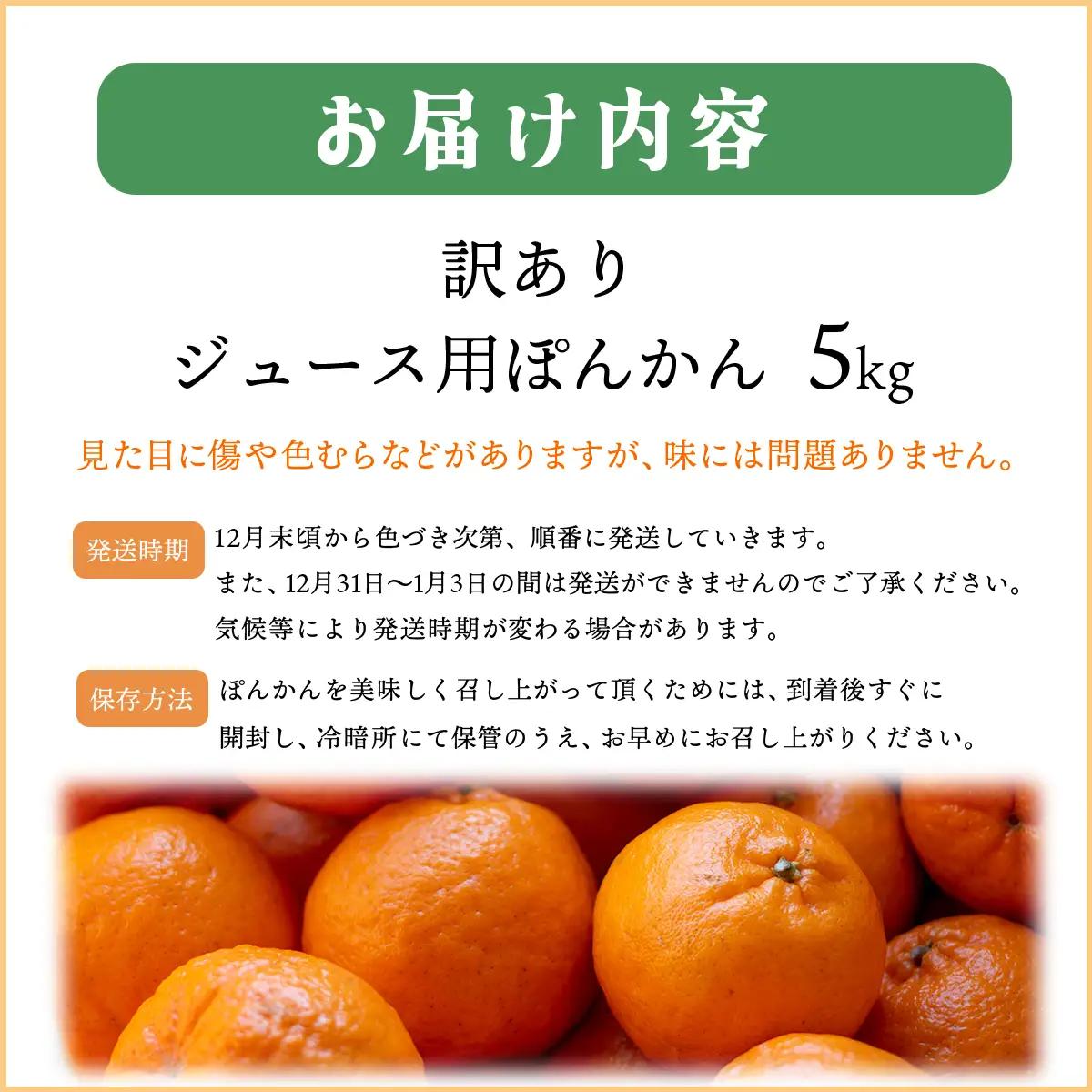 【先行予約】ジュース用訳ありぽんかん ＜5kg＞
