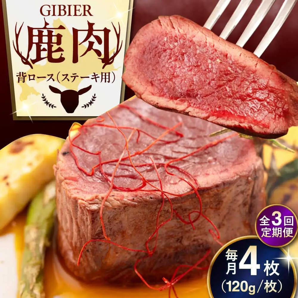 【全3回定期便】鹿肉 背ロース 4枚 鹿肉 AJAO037