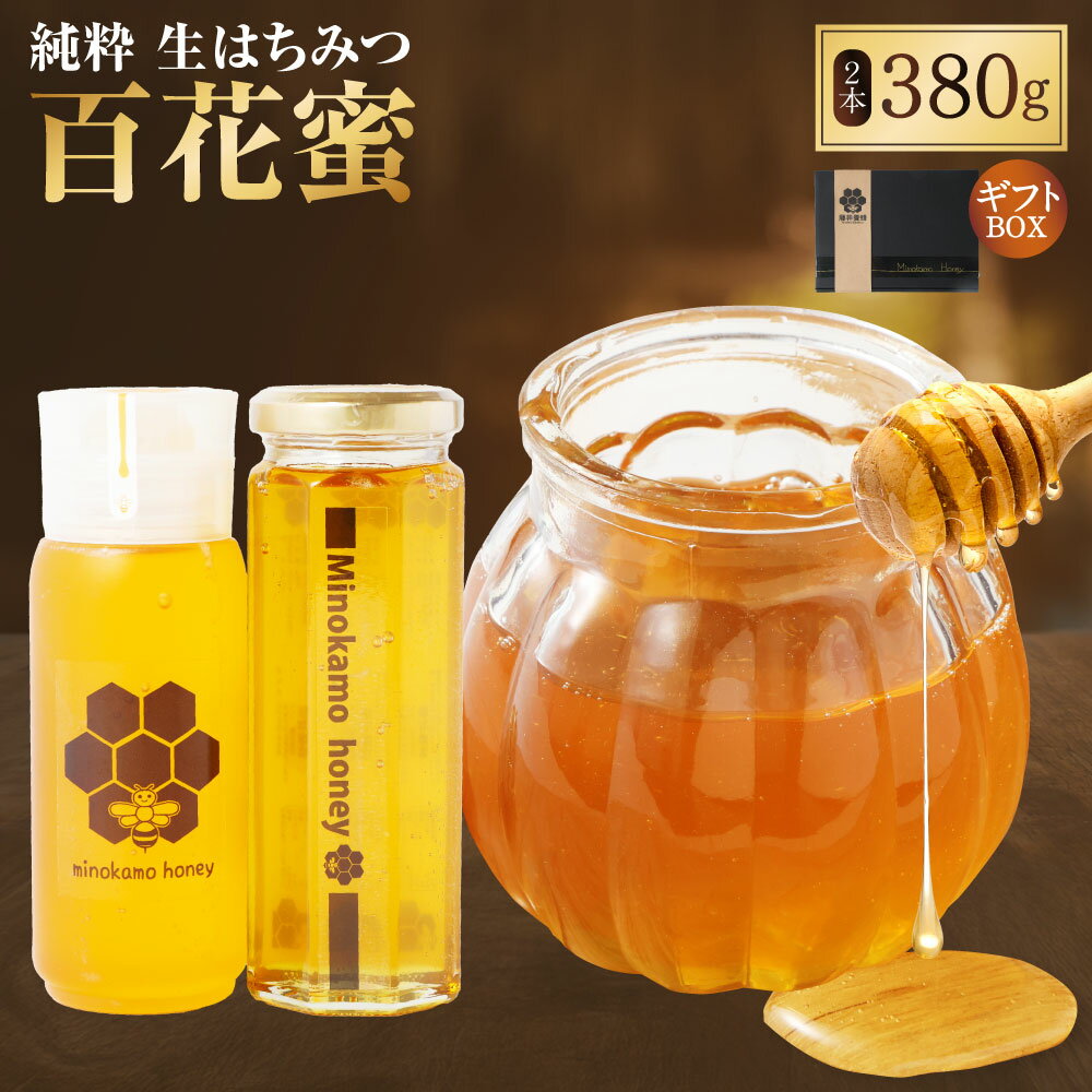 【ふるさと納税】【レビューキャンペーン対象商品】国産 無添加 MINOKAMO HONEY はちみつギフトBOX（2本入）| 藤井養蜂 蜂蜜 非加熱 百花蜜 はちみつ ギフト たれにくい 誕生日 記念日 プレゼント 百花はちみつ ハニー 純粋 保存食 備蓄 長期保存 岐阜県 美濃加茂市 送料無料