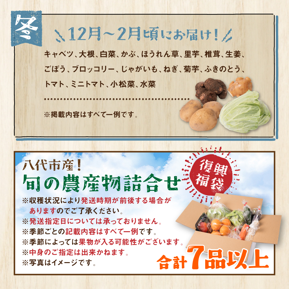 【12ヵ月定期便】八代市産！旬の農産物詰合せ 復興 福袋 7品以上_イメージ5