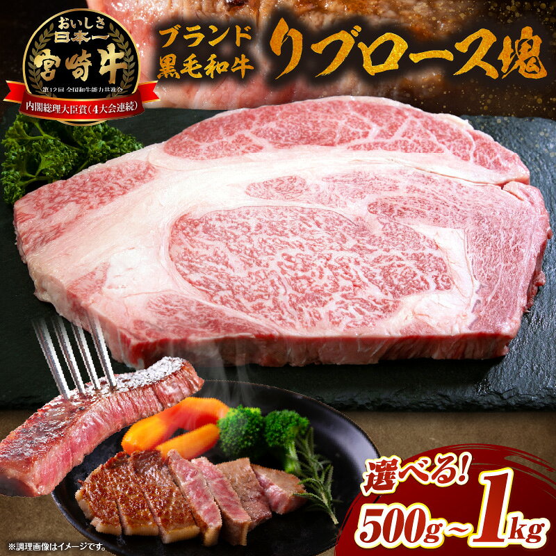 【ふるさと納税】【選べる内容量】【数量限定】ブランド黒毛和牛宮崎牛リブロース塊 　500g～1kg