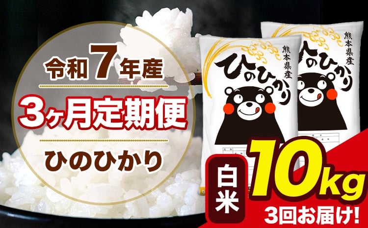 
                  令和7年産 【3ヶ月定期便】 ひのひかり 白米 10kg 5kg×2袋 計3回お届け 熊本県産 白米 精米 荒尾市 ひの《お申込み翌月から出荷》
                