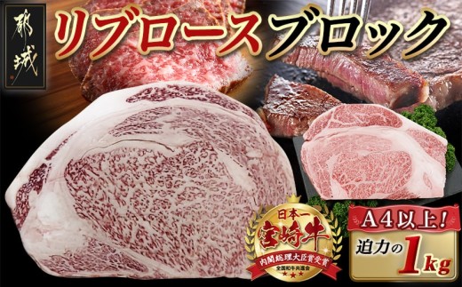 
                  宮崎牛リブロースブロック(1kg)_AD-N405_(都城市) 宮崎県産 宮崎牛 牛肉 和牛 国産 リブ 塊肉 ステーキ ローストビーフ 焼肉 BBQ 1kg 贈答用 ギフト
                