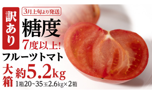 《 2026年収穫分 先行予約 》 訳あり 糖度7度以上 フルーツトマト大箱 約2.6kg × 2箱  (20～35玉/1箱) ブランドトマト 野菜 ギフト 贈答[BC041sa]