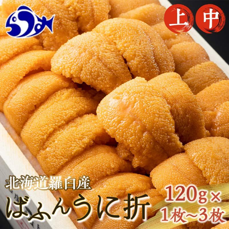 【ふるさと納税】容量と等級が選べる 羅臼産 折うに 上 中 100g×1枚 2枚 3枚 ふるさと納税 うに 北海道産 知床 天然 エゾバフンウニ ウニ 雲丹 刺身 海鮮丼 海産物 魚介類 冷蔵
