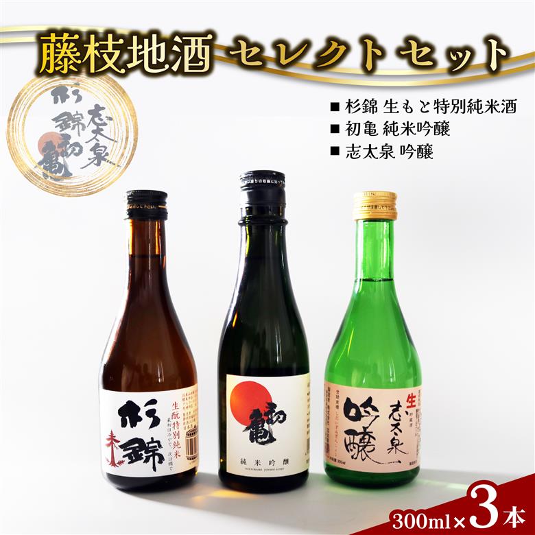 日本酒 藤枝 地酒 セレクト セット 300ml 3本 お酒 家飲み 宅飲み ギフト 飲み比べ 瓶 贈り物 初亀 純米吟醸 杉錦 生酛特別純米酒 志太泉 吟醸 酒 人気日本酒 おすすめ日本酒 定番 プ