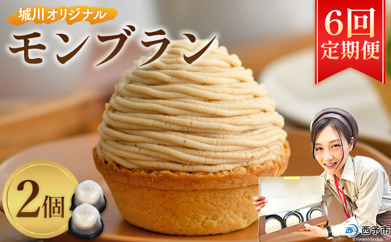 ＜城川オリジナル モンブラン 2個入り【6回定期便】＞ 洋菓子 ケーキ おかし マロン くり クリ 国産 和栗 ペースト クリーム 渋皮煮 生クリーム チーズ タルト メニークエスト 愛媛県 西予市