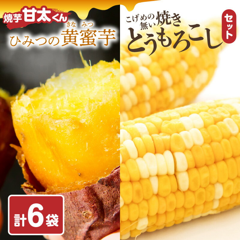 【ふるさと納税】焼芋「甘太くん」ひみつの黄蜜芋 3袋＋こげめの無い焼きとうもろこし 3袋 計6袋セット 紅はるか 九州産 大分県産 さつまいも スイーツ 小分け 個包装 おやつ 甘い 冷凍 お取り寄せ バイカラーコーン 香ばしい 小分け 自然解凍 電子レンジ F01006
