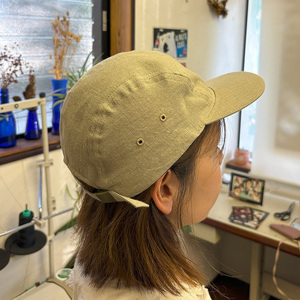 【選べるカラー】 麻素材 ジェットキャップ 帽子 （ベージュ ブラック ターコイズ レンガ ストロベリー）Lサイズ キャップ 京都 京都府 長岡京市 手づくり ファッション おでかけ コーデ ぼうし 