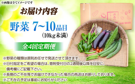 【全4回定期便】五島列島の旬野菜セット7〜10品目 おまかせ おたのしみ 詰め合わせ 五島市/五島のやぁしゃ便 [PBG002]