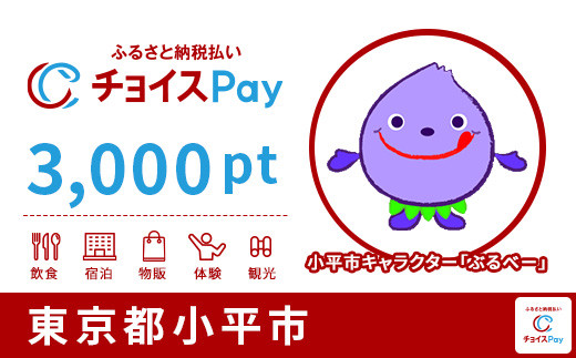 
小平市チョイスPay 3,000pt（1pt＝1円）【会員限定のお礼の品】
