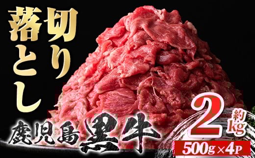 
            B01038 鹿児島黒牛 切り落とし  (計約2kg・約500g×4P) 鹿児島 国産 九州産 鹿児島県産 黒毛和牛 国産牛 牛肉 切り落し 切落とし 切落し お肉 冷凍 小分け すきやき すき焼き 牛すき 牛丼 カレー 肉じゃが 炒め物 【新村畜産】
          