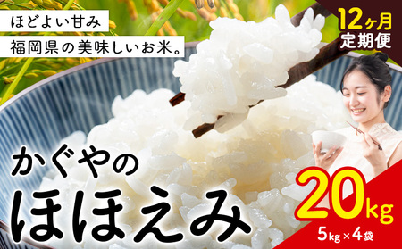 【12ヶ月定期便】米 かぐやのほほえみ 20kg 白米 《お申込み翌月から出荷》 福岡県 小竹町 お米 ブレンド米 国産