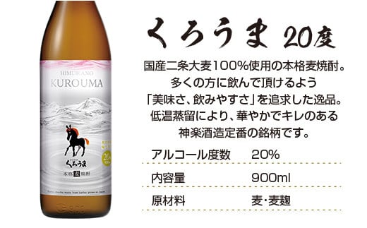 神楽酒造の定番焼酎　芋・麦　くろうま・天孫降臨飲み比べ　900ml×4本＜1.2-62＞　