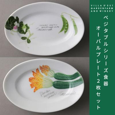 ふるさと納税 東御市 【ヴィラデストワイナリー】ベジタブルシリーズ食器　オーバルプレート(楕円形)2枚