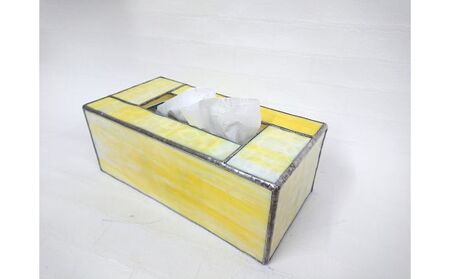 ステンドグラスのボックスティッシュケース（高さ5cm） ﾏｰﾌﾞﾙﾌﾞﾙｰ