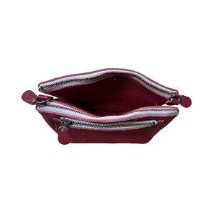 革・ダブルポシェット ミニ［ワイン］