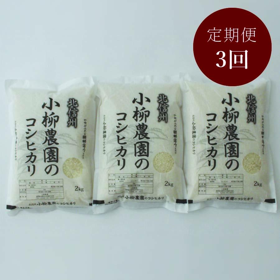 【定期便3カ月（計18kg）】小柳農園のコシヒカリ 6kg（2kg×3袋）