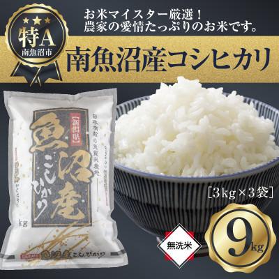 ふるさと納税 南魚沼市 【無洗米】新潟県 南魚沼産コシヒカリ 精米 3kg×3袋 9kg (お米の美味しい炊き方ガイド付き)