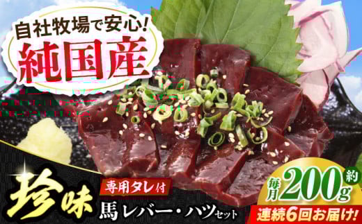 【全6回定期便】『純国産』熊本の味 馬 珍味 セット 計約200g レバー ハツ 刺身タレ付【有限会社 九州食肉産業】 [AYCN105]