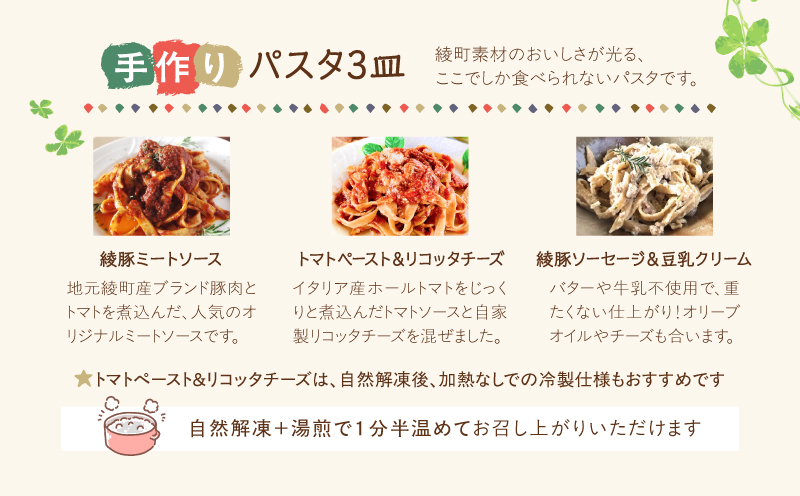 手作り無添加パスタ＆綾町産野菜天然酵母ピザセットB
