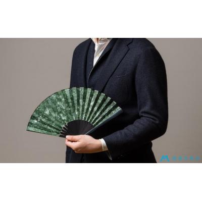 ふるさと納税 京都市 藤巻百貨店別注創業300年白竹堂×伝統工芸士重野泰正 鹿革(ディアスキン)京鹿の子絞り扇子 グリーン |  | 02