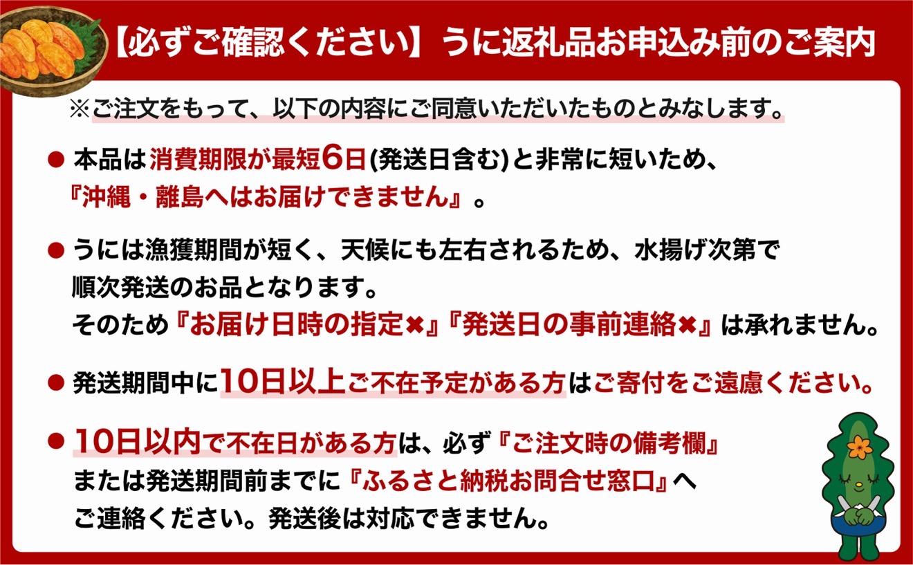 【2027年発送受付】利尻島産 天然塩水生うに200g (100g×2)【2027年7～8月発送分】｜北海道 天然 朝獲れ 無添加 ミョウバン不使用 ムラサキウニ [1030039] 塩水ムラサキウニ