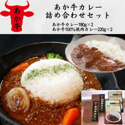 【ふるさと納税】あか牛カレー詰め合せセット(あか牛カレー180×2、あか牛100%挽肉カレー220g×2)(美里町)【1542411】
